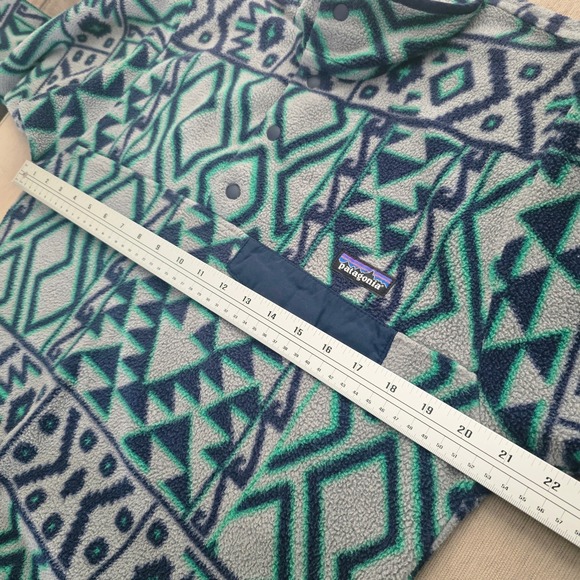 Patagonia Synchilla Snap-T Fleece Montana Siete Green Geometric Print Mens XS